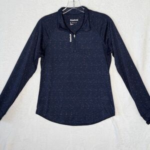 Women’s Small Reebok Speedwick 1/4 Zip Mock Neck Pullover Athletic Blue Golf